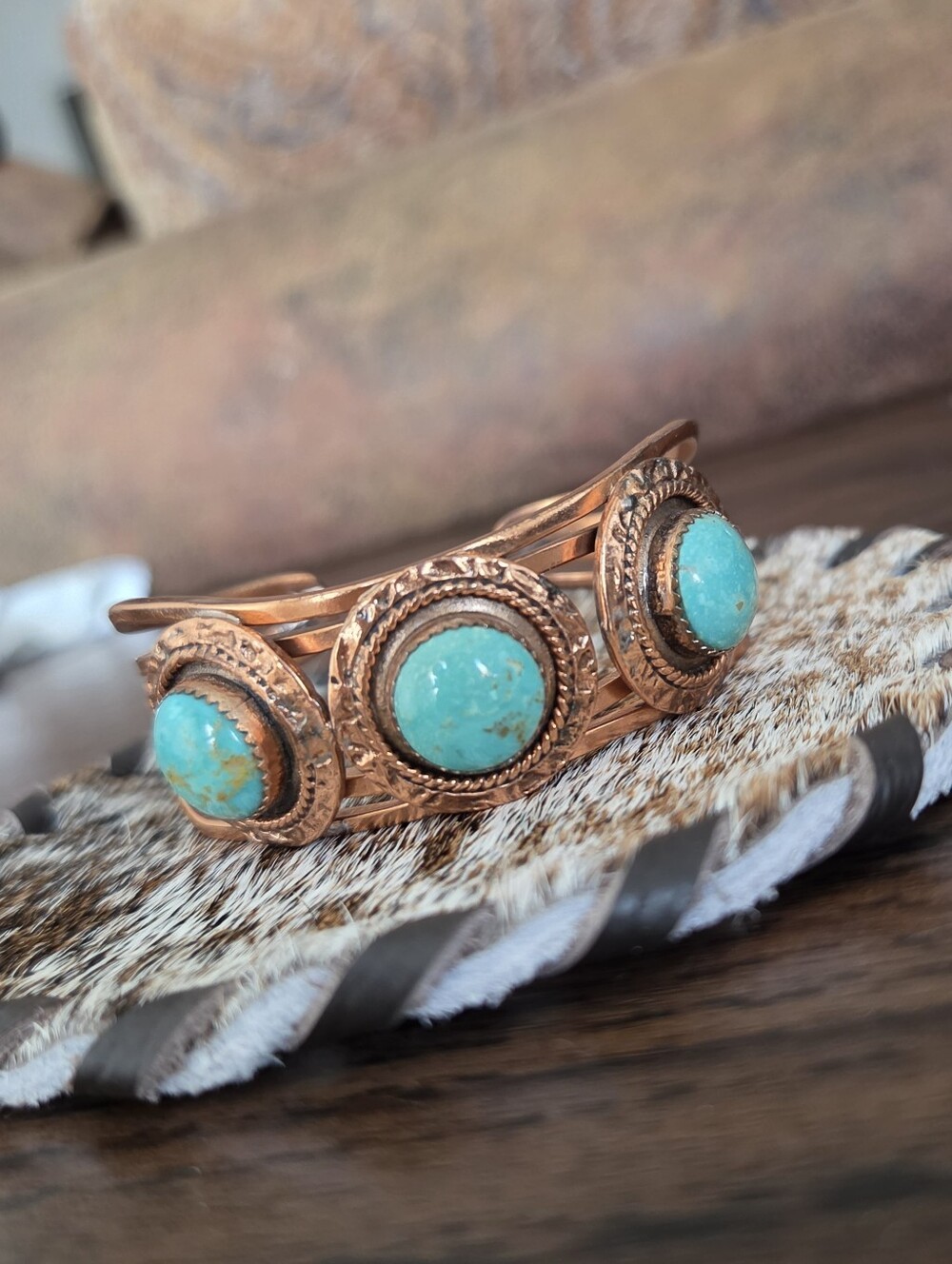 Kingman Turquoise Copper Bracelet